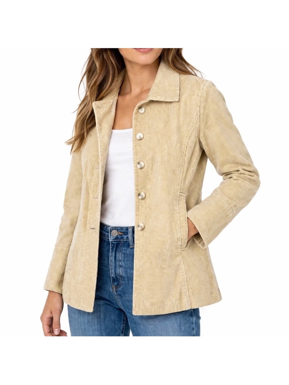 Vintage Express Tan Corduroy Jacket Womens XS Quilted Lined Fitted Coat 5/6 - Picture 10 of 10